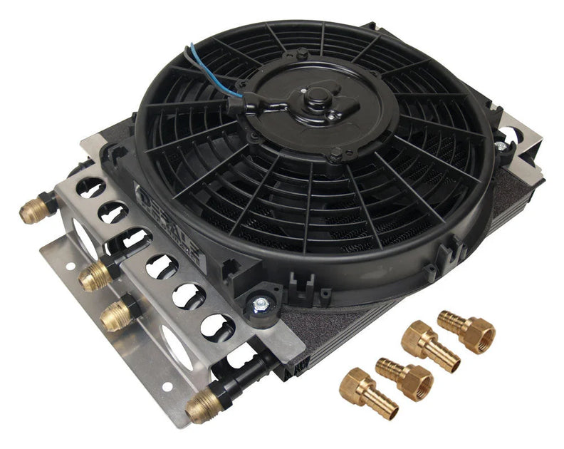 Derale Dual Circuit Oil Cooler w/Fan 8an 8 & 8 Pass 15200