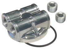 Load image into Gallery viewer, Derale Dual Side Ports Spin On Adapter with 1/2" NPT Ports and 3/4"-16 Filter Thread - Main Product View