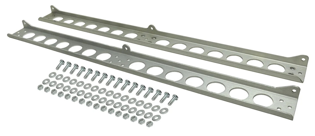 Derale Dual Stacked Plate Brushed Aluminum Brackets With Mounting Hardware - Main Product View