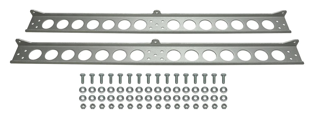 Derale Dual Stacked Plate Brushed Aluminum Brackets With Mounting Hardware - Side View