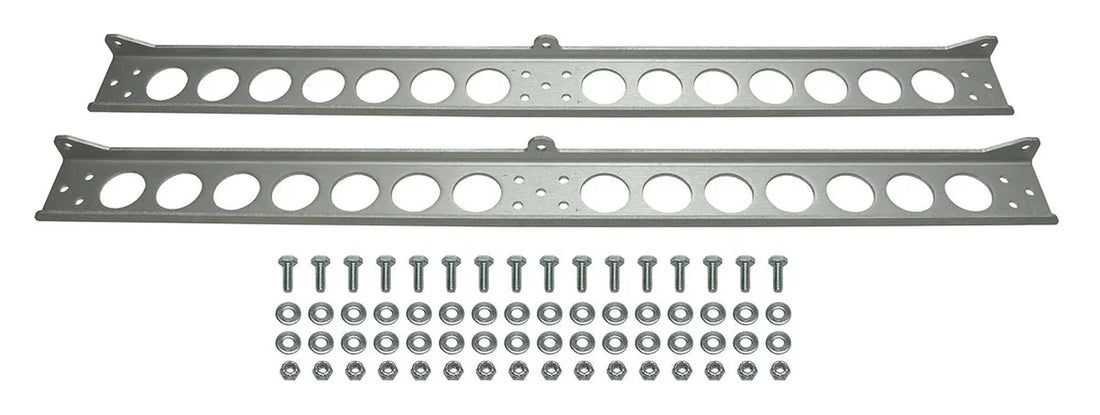 Derale Dual Stacked Plate Brushed Aluminum Brackets With Mounting Hardware - Side View