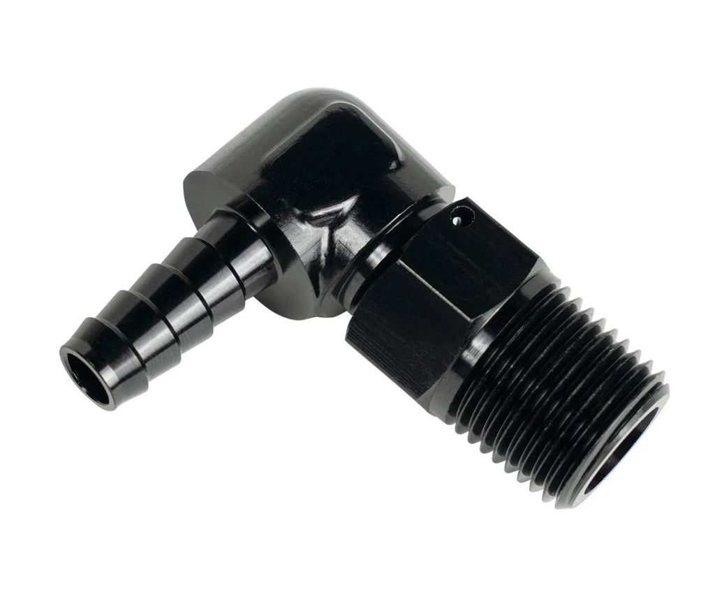 Derale Fitting 90 Degree 7/8-14 to 1/2in Barb 59408