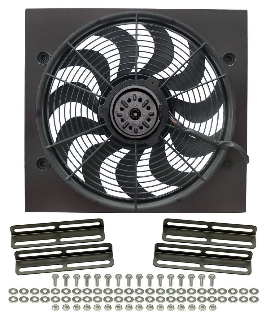 Derale High Output 17" Electric Puller Fan/Black Steel Shroud Kit - Main Product View