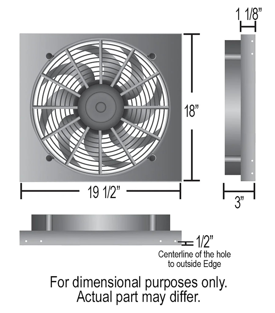 Derale High Output 17" Electric Puller Fan/Black Steel Shroud Kit - Side View