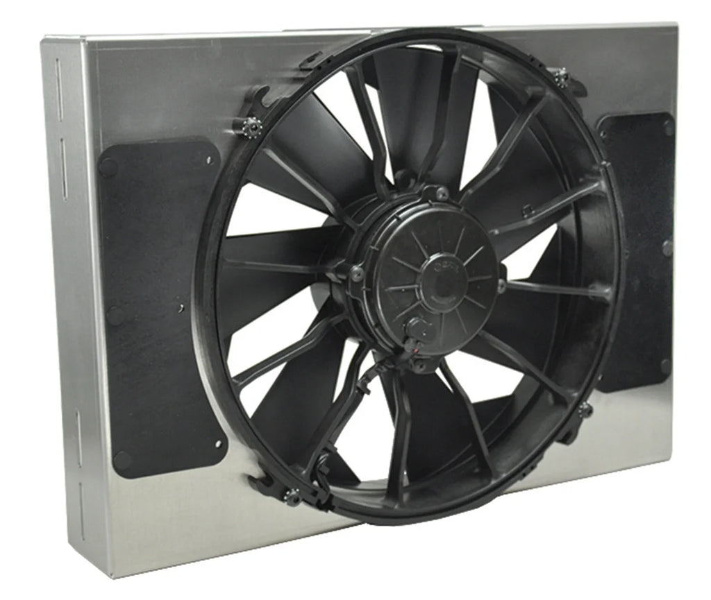 Derale High Output Single 12" Electric RAD Fan/Aluminum Shroud Kit - Main Product View