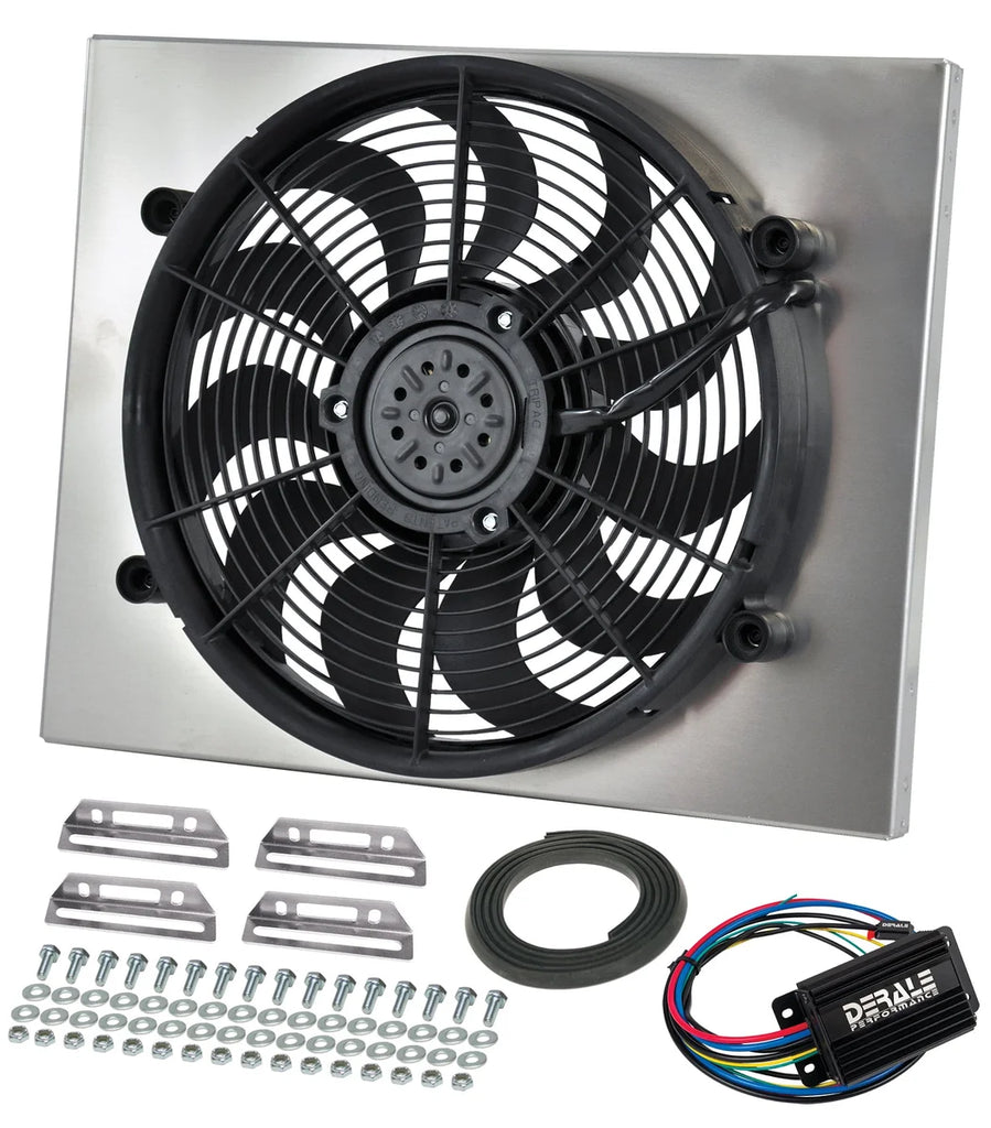 Derale High Output Single 17" Electric RAD Fan/Alum Shroud Kit w/ PWM Controller - Main Product View