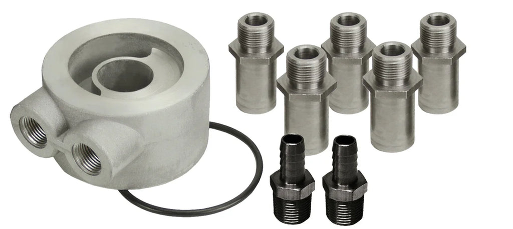 Derale Non-Thermostatic Universal Sandwich Adapter Kit with 1/2" NPT Ports - Main Product View
