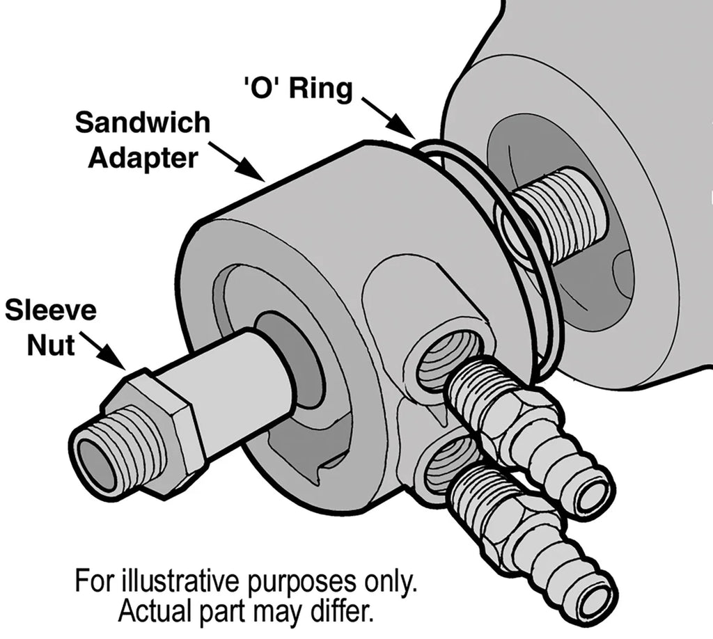 Derale Non-Thermostatic Universal Sandwich Adapter Kit with 1/2" NPT Ports - Side View