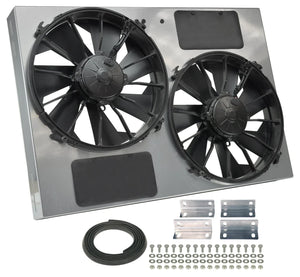 Derale Powerpack - High Output Dual 12" Electric RAD Fan/Powder coated Steel Shroud Kit 16927 - Main Product View