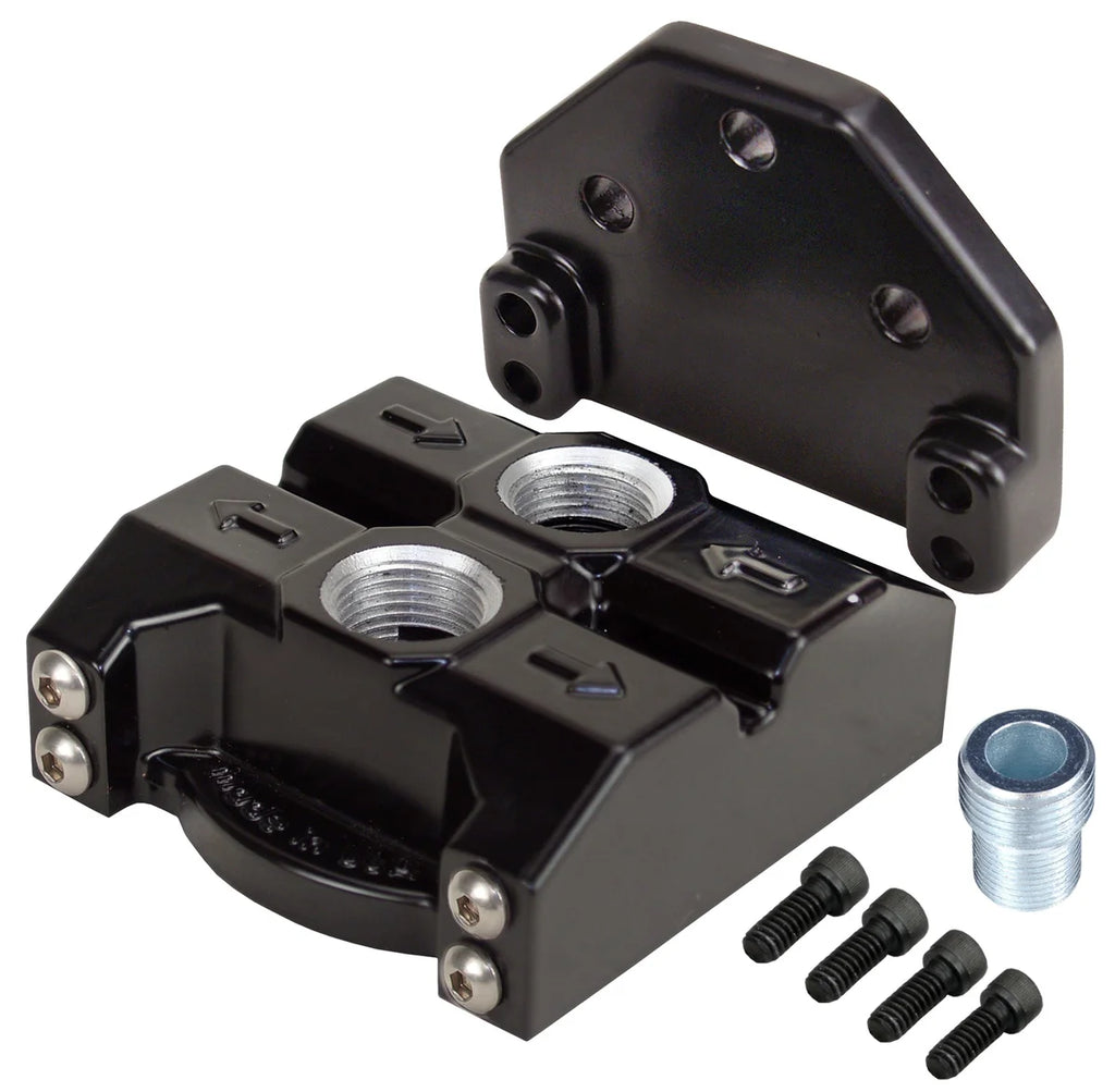 Derale Premium -10AN Ports Up Single Filter Mount, 3/4"-16 Filter Threads - Main Product View