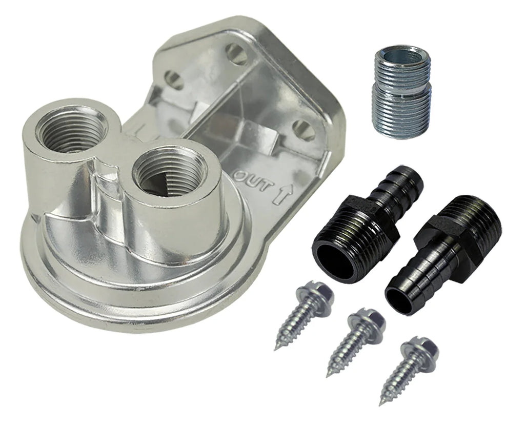 Derale Single Ports Up 1/2" NPT Filter Mount Kit with 13/16"-16 Filter Thread - Main Product View