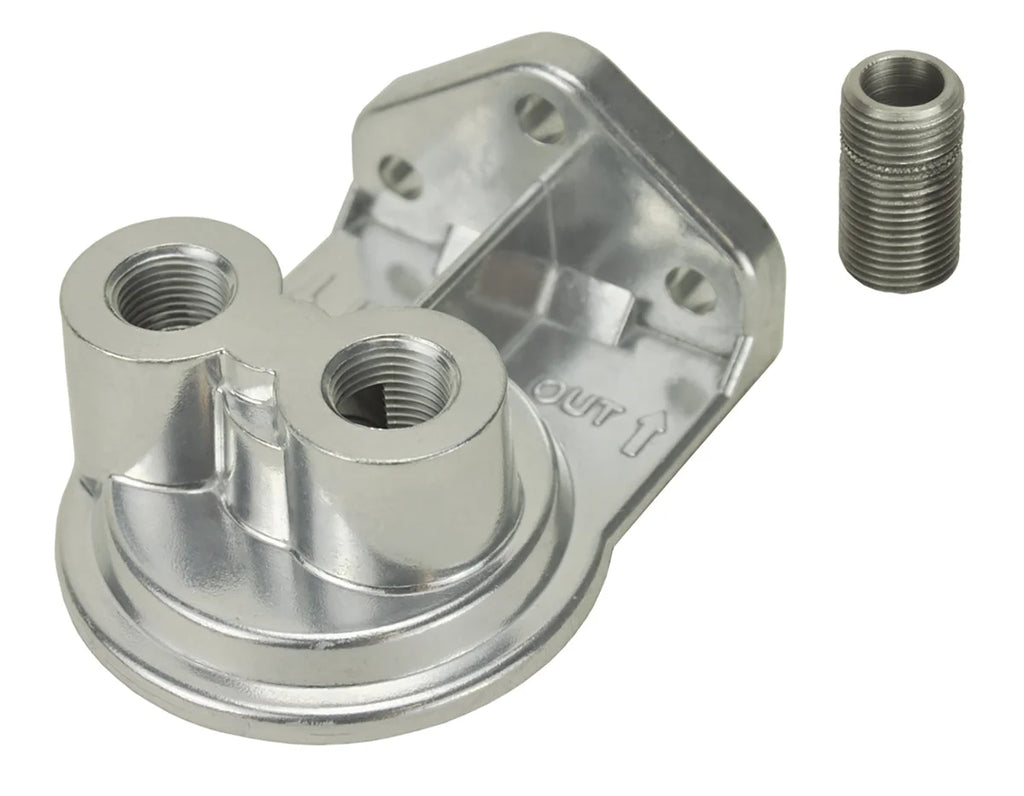 Derale Single Ports Up 1/4" NPT Remote Filter Mount with 3/4"-16 Filter Threads