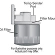 Load image into Gallery viewer, Derale Single Ports Up 3/8" NPT Remote Filter Mount Kit with 3/4"-16 Filter Threads - Side View