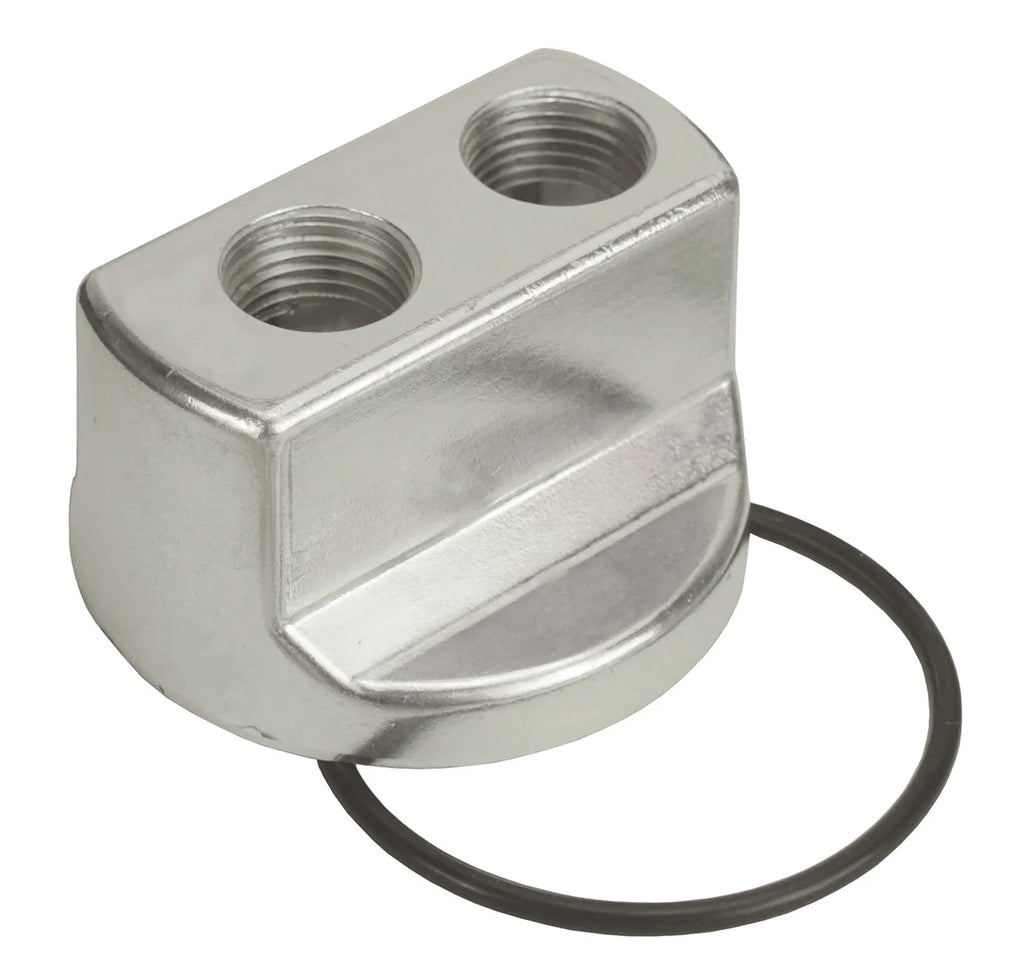 Derale Standard Engine Spin On Adapter with 1/2" NPT Ports, 22x1.5mm Filter Thread - Main Product View