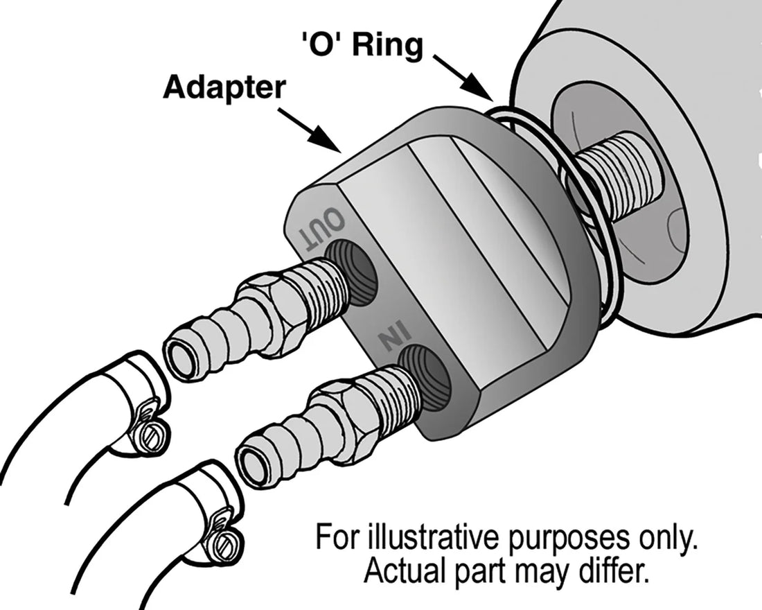 Derale Standard Engine Spin On Adapter with 1/2" NPT Ports, 22x1.5mm Filter Thread - Side View