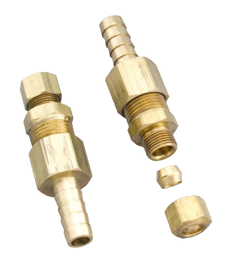 Derale Universal 3/8" Transmission Cooler Line to 3/8" Hose Barb Compression Fitting - Side View