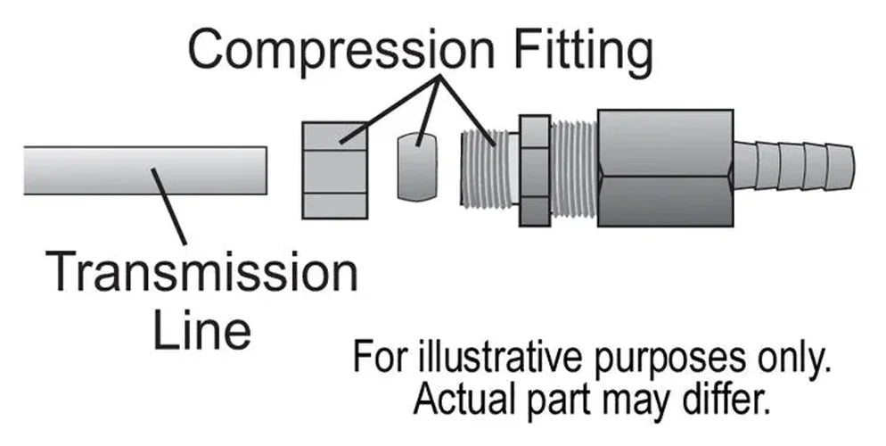 Derale Universal 5/16" Transmission Cooler Line to 3/8" Hose Barb Compression Fitting - Detail View