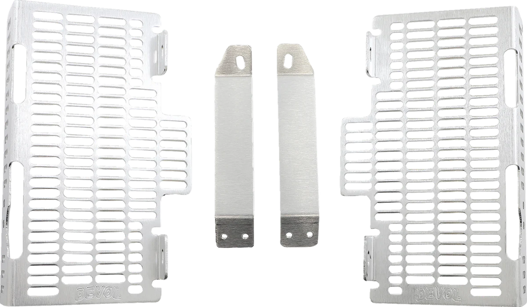 Devol Radiator Guards - Brushed Aluminum - Honda 0101-1102 - Main Product View