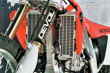 Load image into Gallery viewer, Devol Radiator Guards - Brushed Aluminum - Honda 0101-1102 - Back View