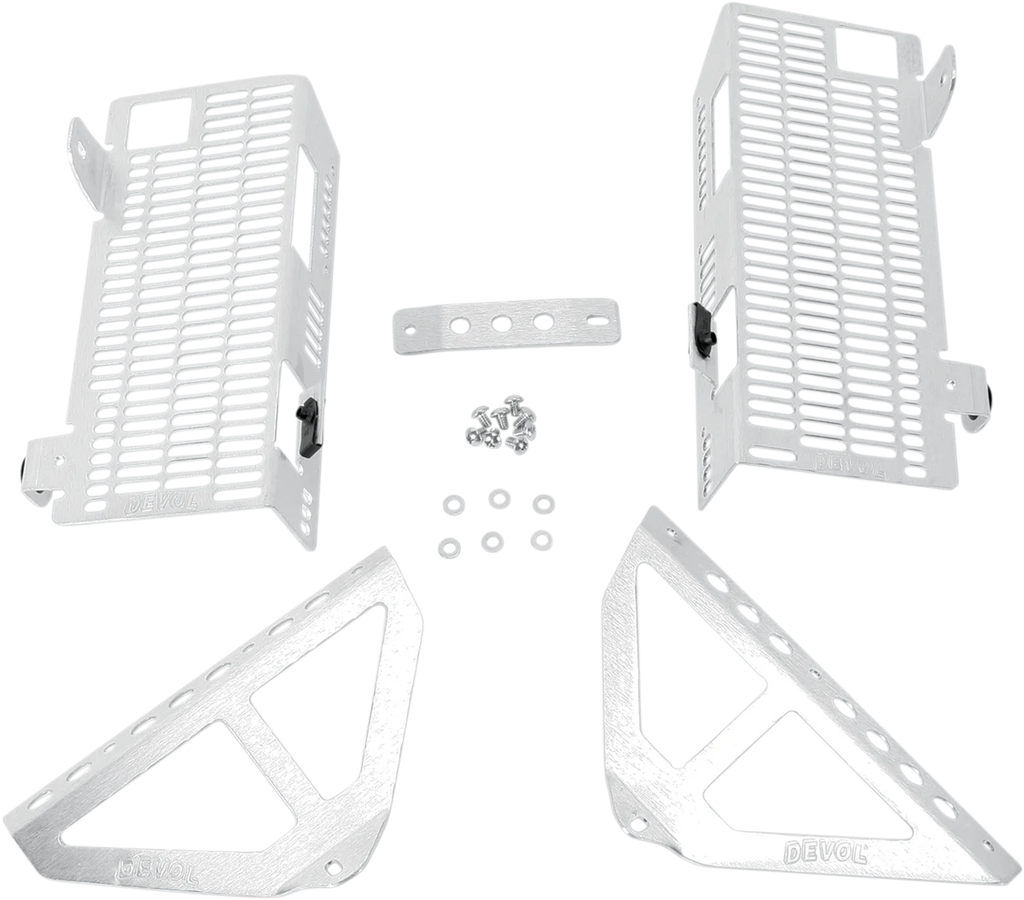 Devol Radiator Guards - Brushed Aluminum - Honda 0101-1207 - Main Product View