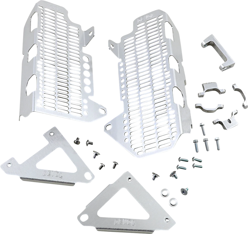 Devol Radiator Guards - Brushed Aluminum - Honda 0101-1212 - Main Product View