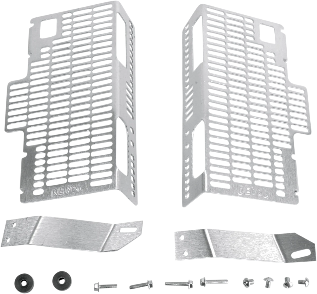 Devol Radiator Guards - Brushed Aluminum - Honda 0101-1303 - Side View