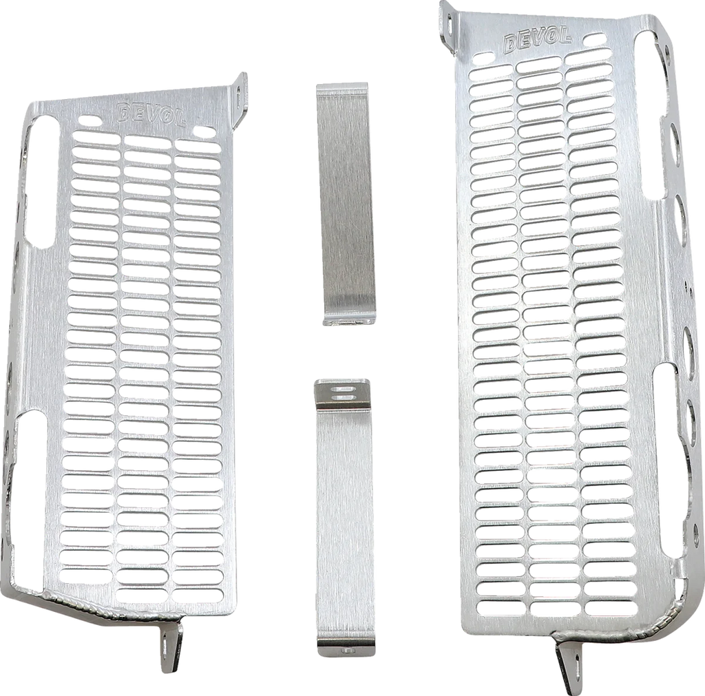 Devol Radiator Guards - Brushed Aluminum - Kawasaki 0101-2406 - Main Product View