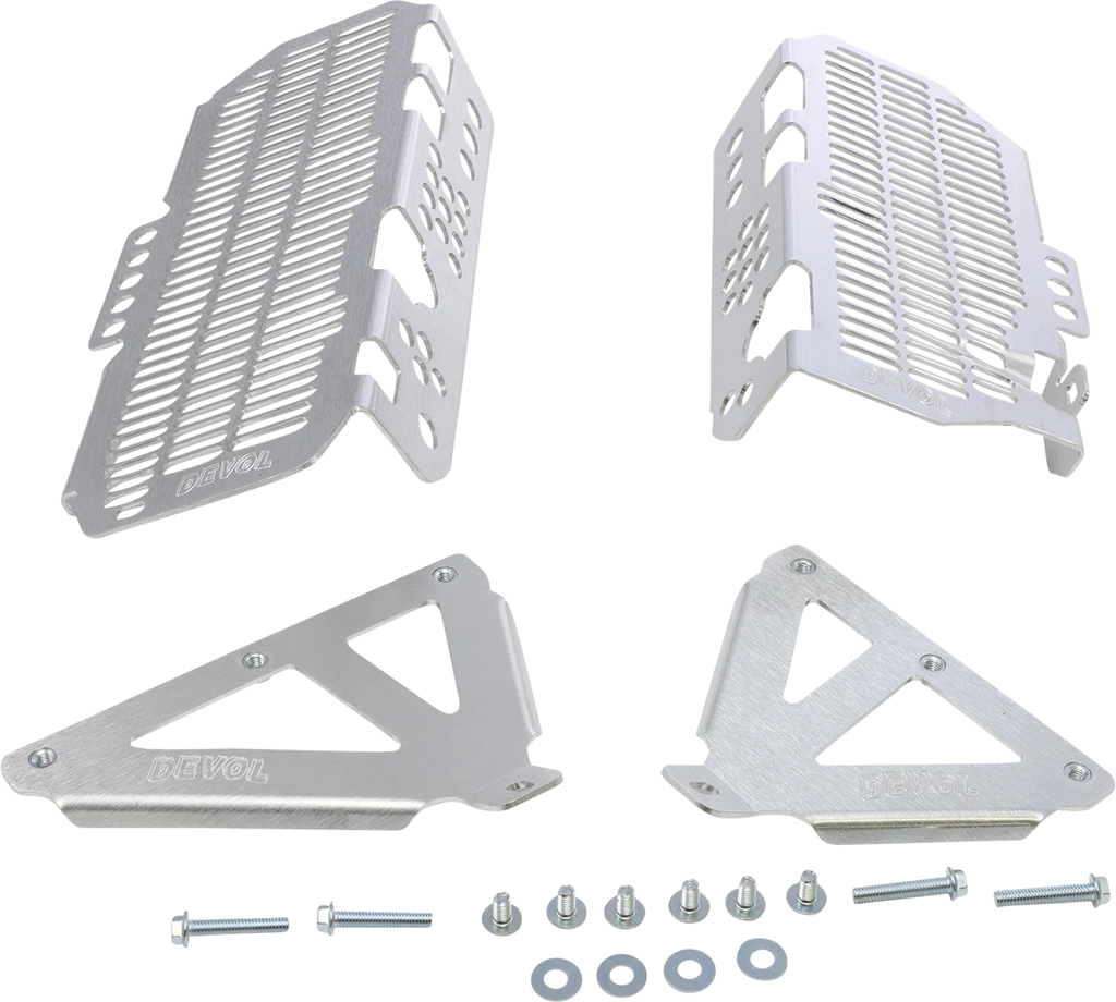 Devol Radiator Guards - Brushed Aluminum - Kawasaki 0101-2511 - Main Product View