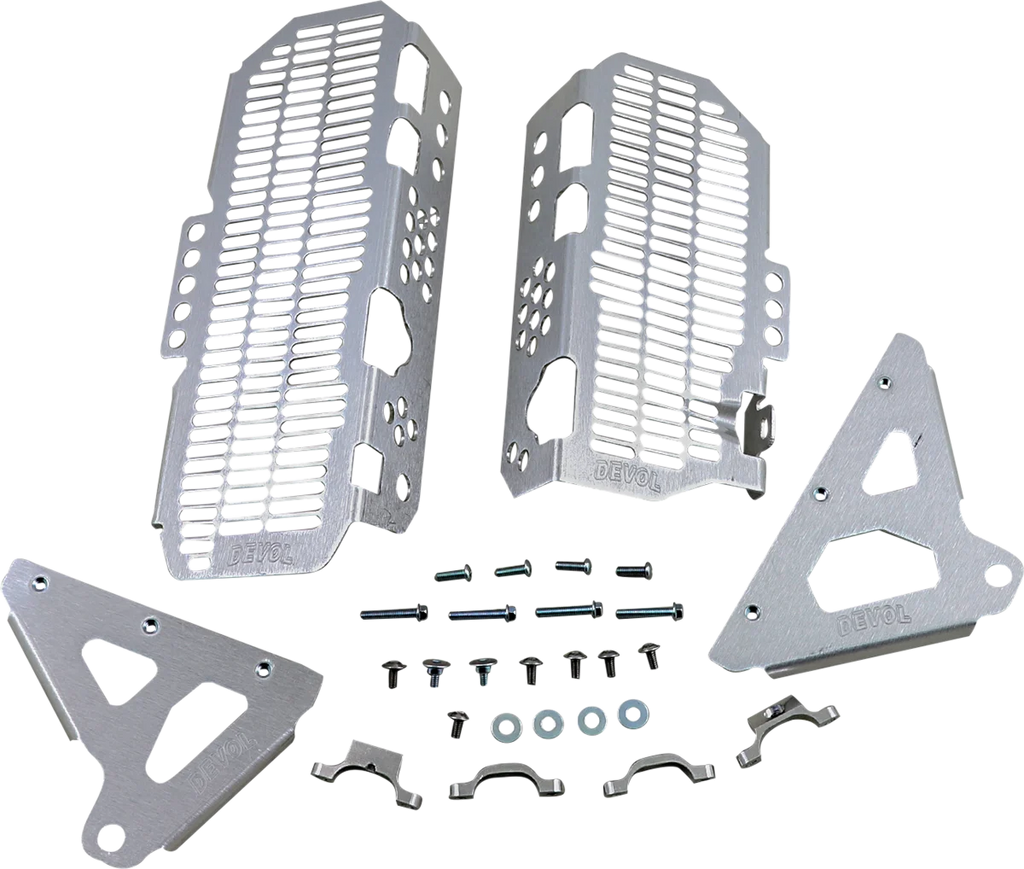 Devol Radiator Guards - Brushed Aluminum - Kawasaki 0101-2512 - Main Product View