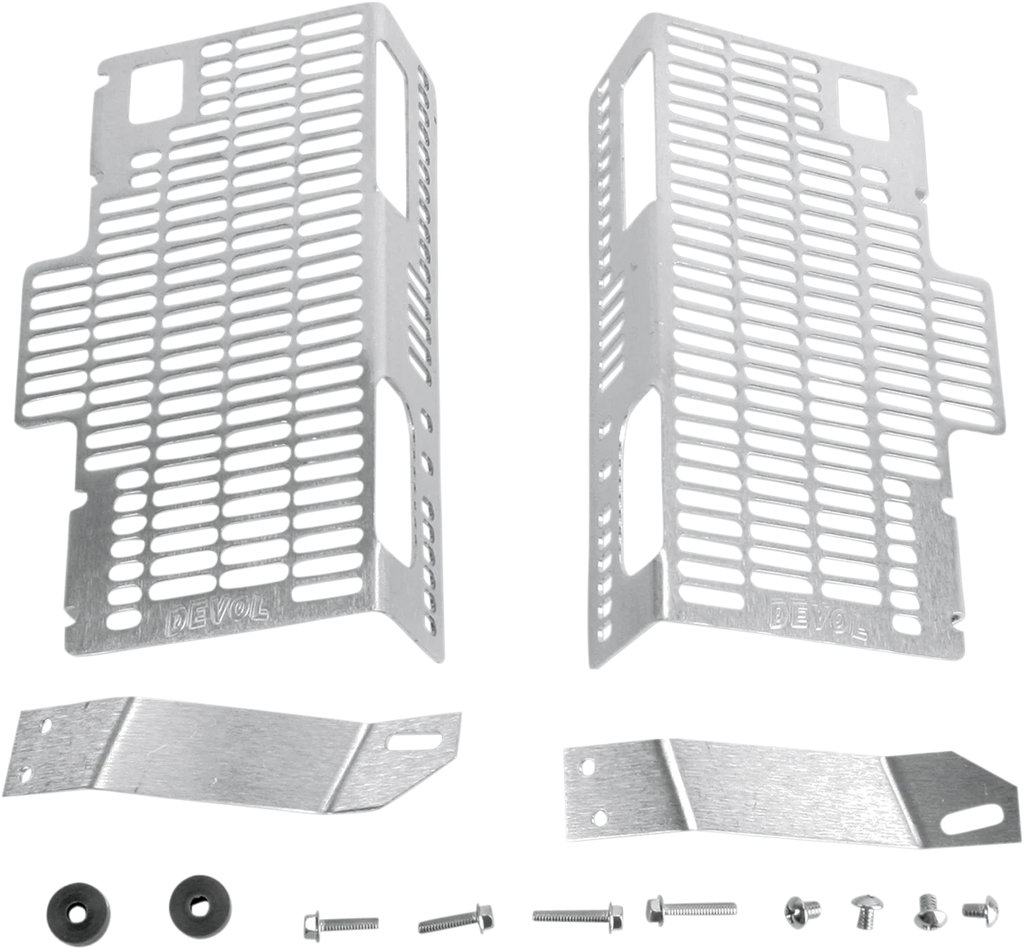Devol Radiator Guards - Brushed Aluminum - Kawasaki 0101-2512 - Side View