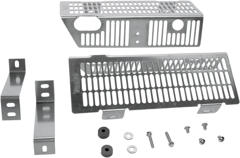 Devol Radiator Guards - Brushed Aluminum - Yamaha 0101-5402 - Main Product View