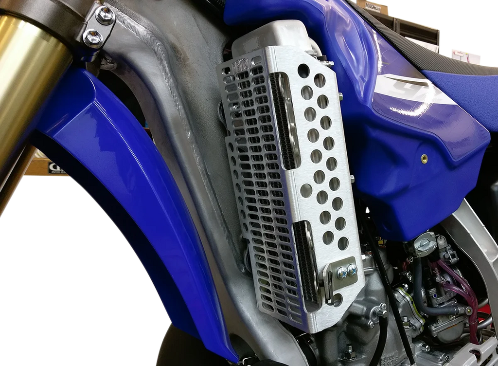Devol Radiator Guards - Brushed Aluminum - Yamaha 0101-5404 - Back View