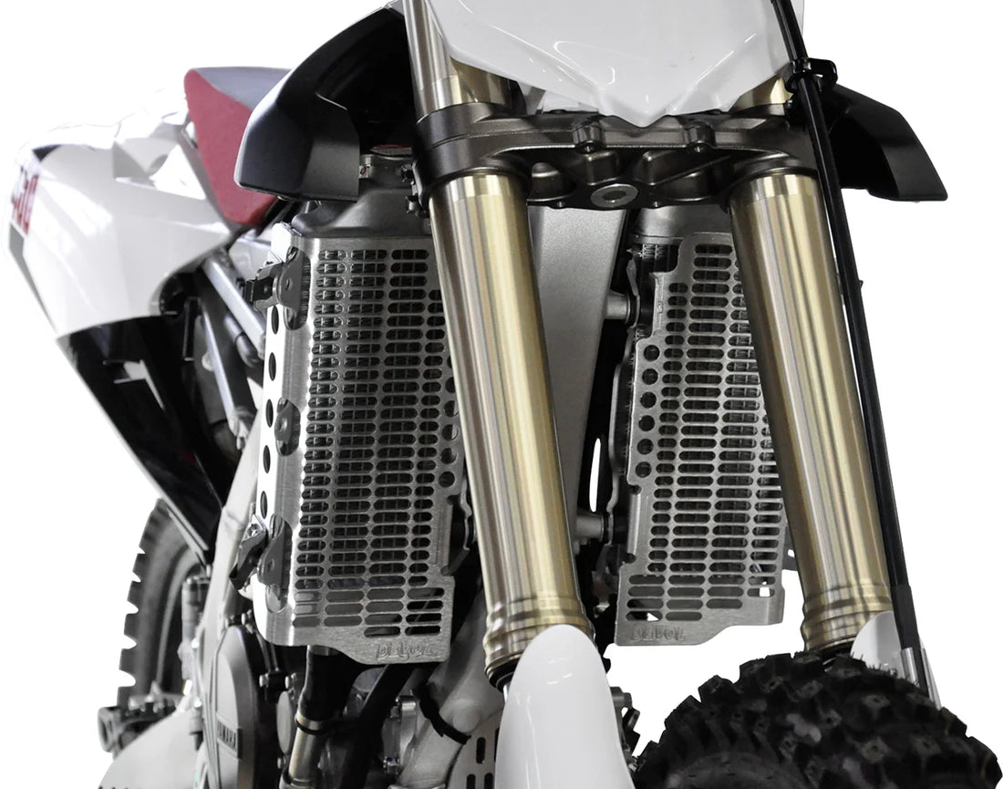 Devol Radiator Guards - Brushed Aluminum - Yamaha 0101-5507 - Back View