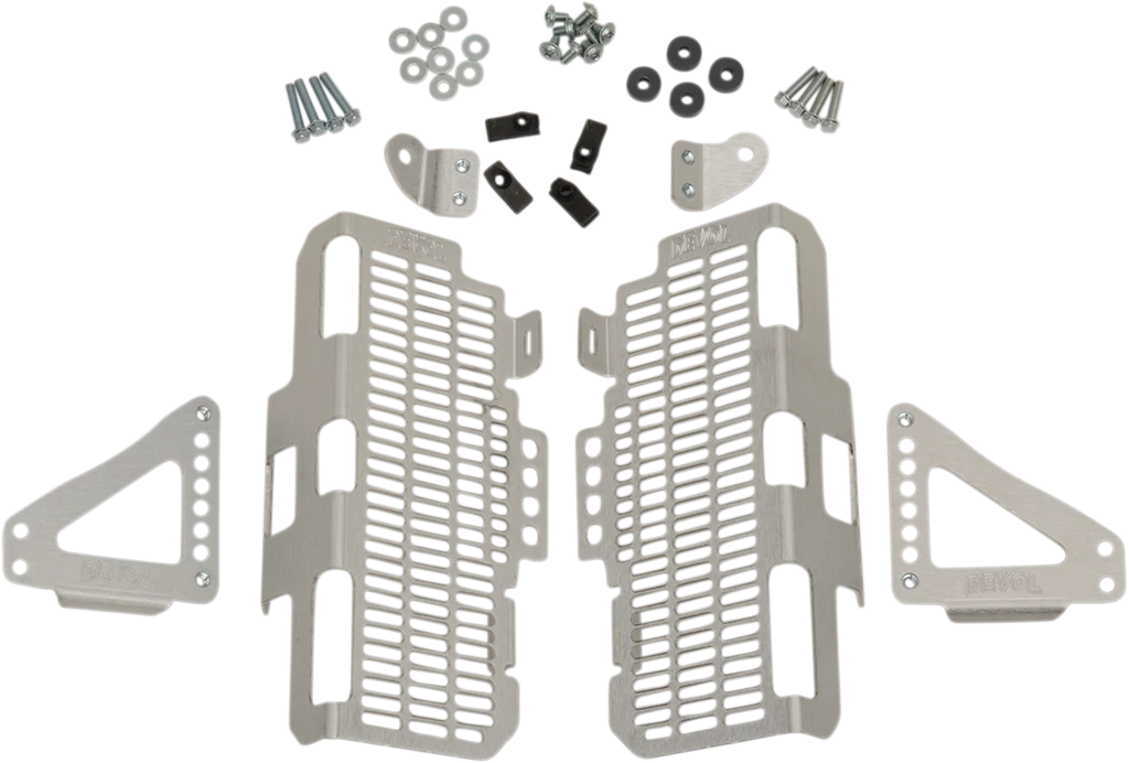 Devol Radiator Guards - Brushed Aluminum - Yamaha 0101-5601 - Main Product View