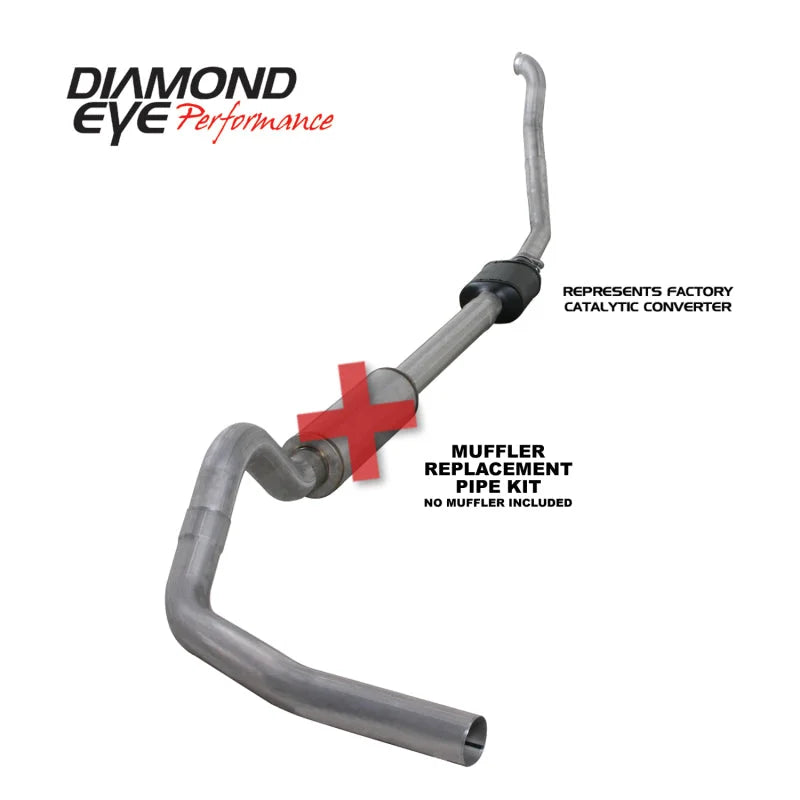 Diamond Eye KIT 4in MFLR RPLCMENT PIPE TB SGL ALUM 94-97 5 7 3L F250/F350 PWRSTROKE NFS W CARB STDS - Side View