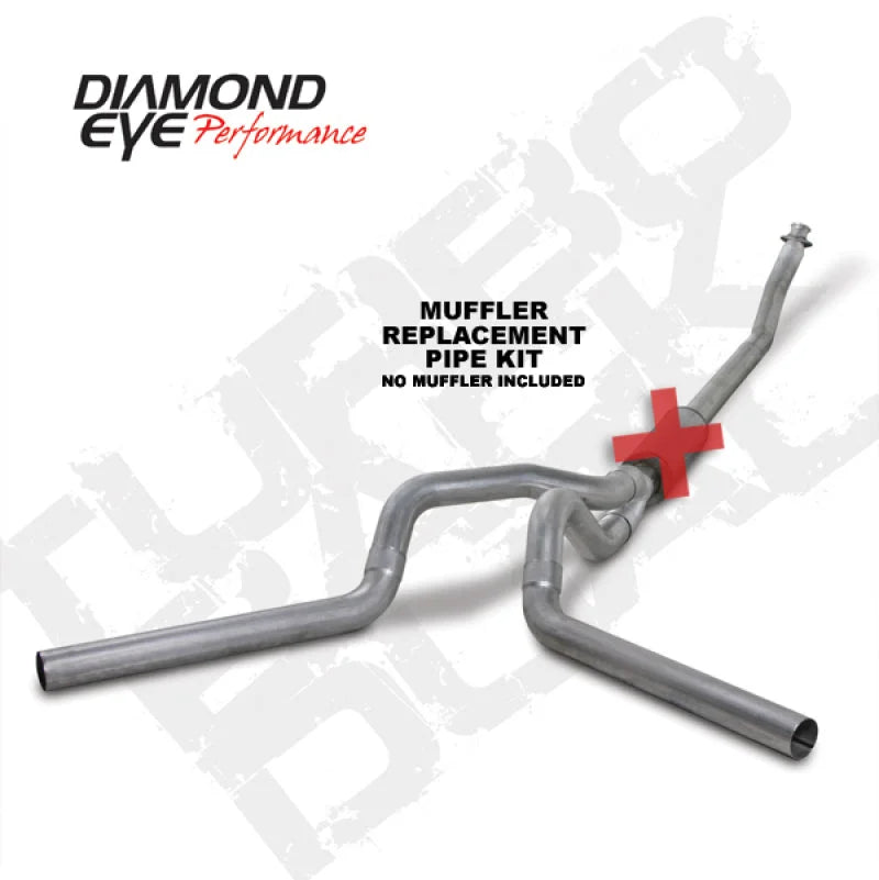 Diamond Eye KIT 4in TB MFLR RPLCMENT PIPE DUAL AL: 94-02 DODGE CUMMINS 5.9L - Detail View