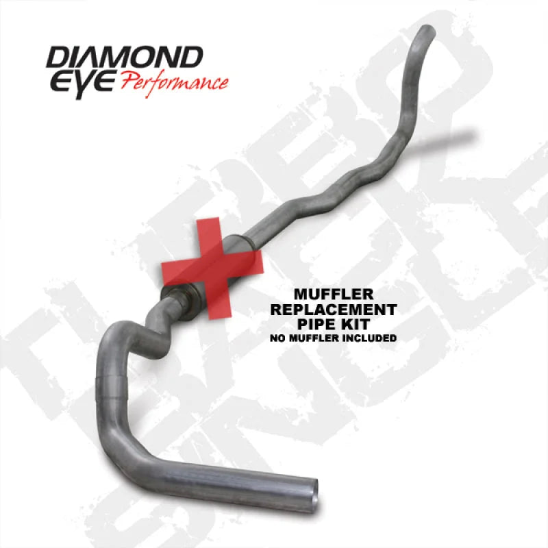 Diamond Eye KIT 4in TB MFLR RPLCMENT PIPE SGL AL: 89-93 DODGE CUMMINS 5.9L - Side View