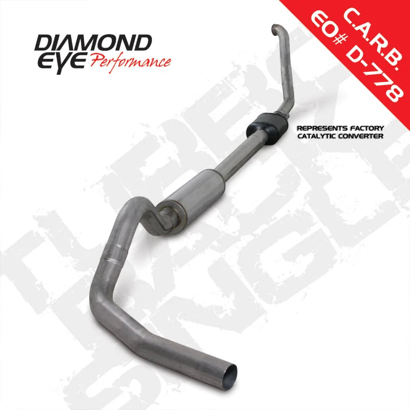 Diamond Eye KIT 4in TB SGL SS: 94-97 FORD 7.3L F250/F350 PWRSTROKE NFS W/ CARB EQUIV STDS - Side View