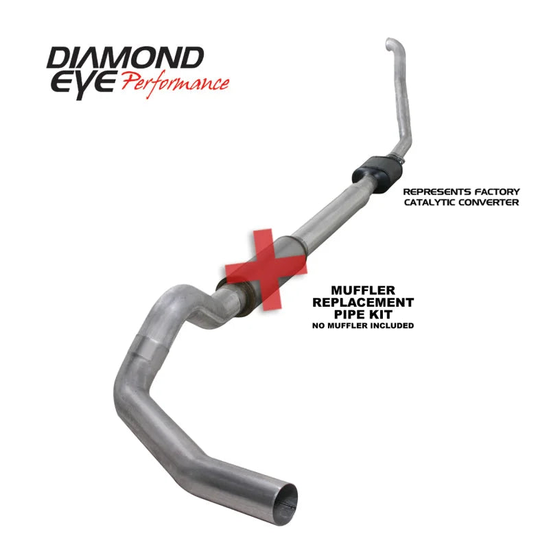 Diamond Eye KIT 5in TB MFLR RPLCMENT PIPE SGL ALUM 94-97 5 7 3L F250/F350 PWRSTROKE NFS W CARB STDS - Side View