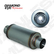 Load image into Gallery viewer, Diamond Eye MFLR 4inID SGL IN/SGL OUT 7inDIA X 14in BODY 20in LENGTH PERF SLOTTED ENDS 409 SS - Side View