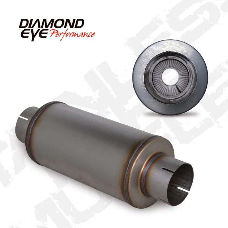 Diamond Eye MFLR 4inID SGL IN/SGL OUT 7inDIA X 14in BODY 20in LENGTH PERF SLOTTED ENDS 409 SS - Detail View