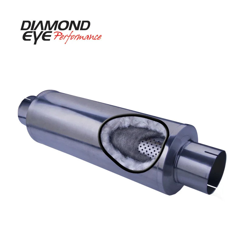Diamond Eye MFLR 4inID SGL IN/SGL OUT 7inDIA X 24in BODY 30in LENGTH PERF SLOTTED ENDS 409 SS - Side View