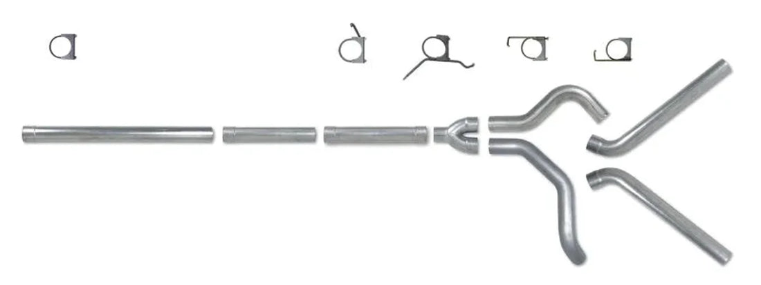 Diamond Eye KIT 4in CB MFLR RPLCMENT PIPE DUAL AL: 2004.5-2007.5 DODGE CUMMINS 600 - Back View