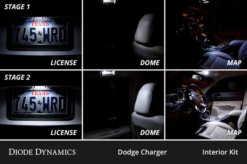 Diode Dynamics 06-10 Dodge Charger Interior LED Kit Cool White Stage 1 - Side View