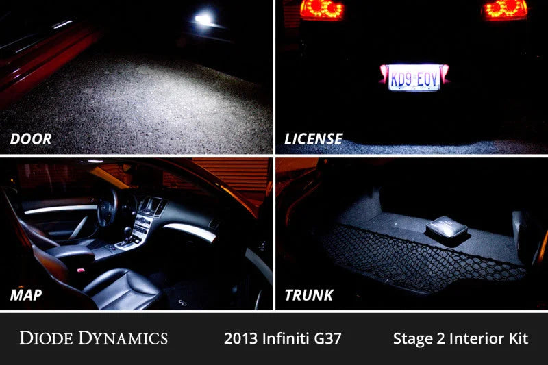 Diode Dynamics 07-15 Infiniti G37 Sedan Interior LED Kit Cool White Stage 2 - Back View