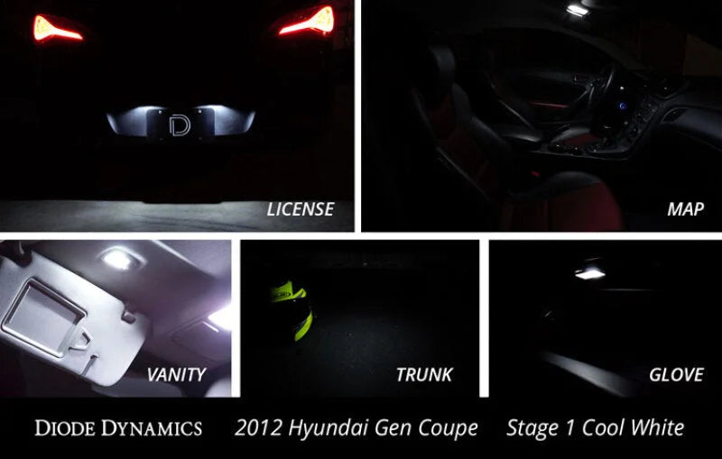 Diode Dynamics 10-16 Hyundai Genesis Coupe Interior Kit Stage 1 - Red - Side View