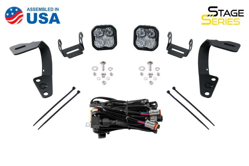 Diode Dynamics 10-21 Toyota 4Runner Stage Series 2in LED Ditch Light Kit - Sport Yellow Combo - Side View