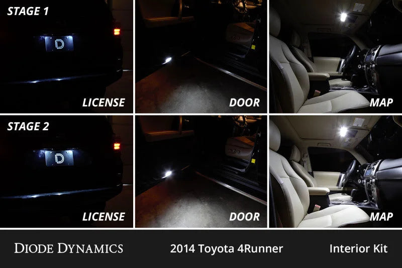Diode Dynamics 10-24 Toyota 4Runner Interior LED Kit Cool White Stage 2 - Back View