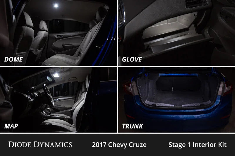 Diode Dynamics 11-15 Chevrolet Cruze Interior LED Kit Cool White Stage 2 - Side View