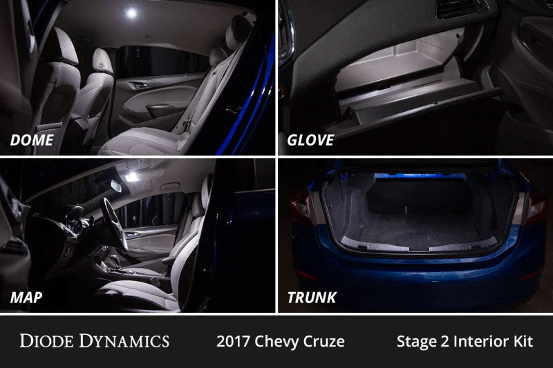 Diode Dynamics 11-15 Chevrolet Cruze Interior LED Kit Cool White Stage 2 - Installation View